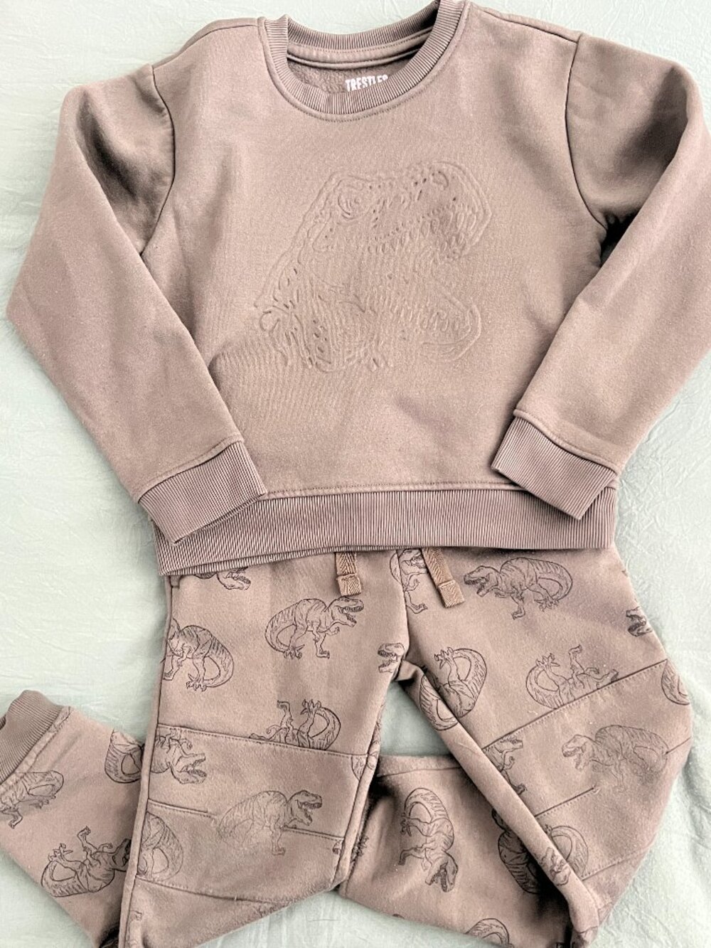Trestles Supply Co Dino Jogger Set Kids Size 6 Green Neutral Cozy Loungewear Out